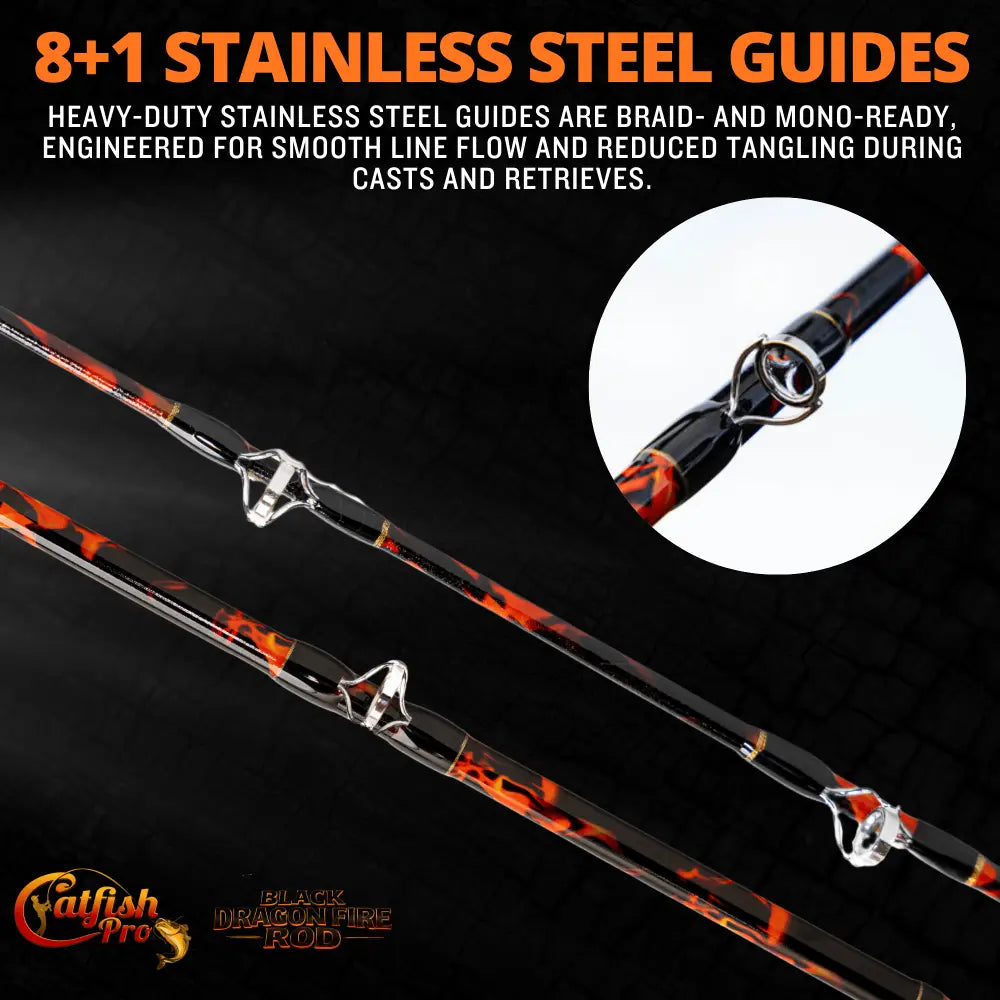Black Dragon Fire Spinning Glow Rod | Action: Medium Medium-Heavy Heavy - Catfish