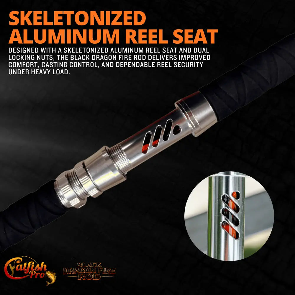Black Dragon Fire Spinning Glow Rod | Action: Medium Medium-Heavy Heavy - Catfish