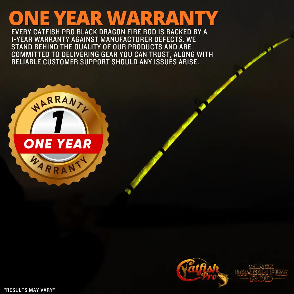 Black Dragon Fire Spinning Glow Rod | Action: Medium Medium-Heavy Heavy - Catfish