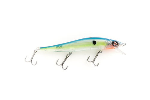 Bruiser Baits Banger 110 Jerkbait, 110mm 1/2 oz 3 Mustad Trebles | Color: Clown Pro Blue Sexy Shad Chrome Black Back