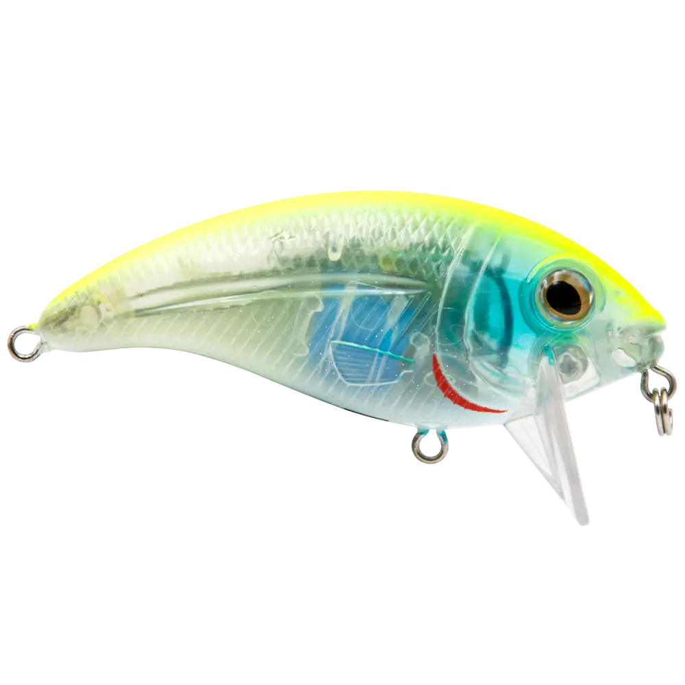 Bull Nose Shallow Crankbait for Bass & Walleye – EBS Sound Technology | Color: Black Back Chrome Shad Chartreuse