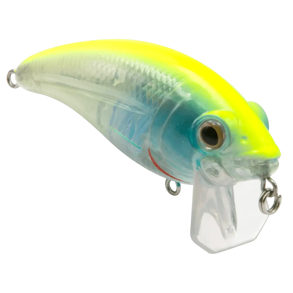 Bull Nose Shallow Crankbait for Bass & Walleye – EBS Sound Technology | Color: Black Back Chrome Shad Chartreuse
