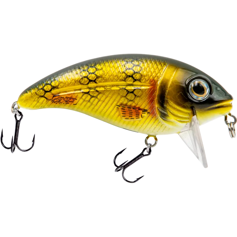Bull Nose Shallow Crankbait for Bass & Walleye – EBS Sound Technology | Color: Black Back Chrome Shad Chartreuse