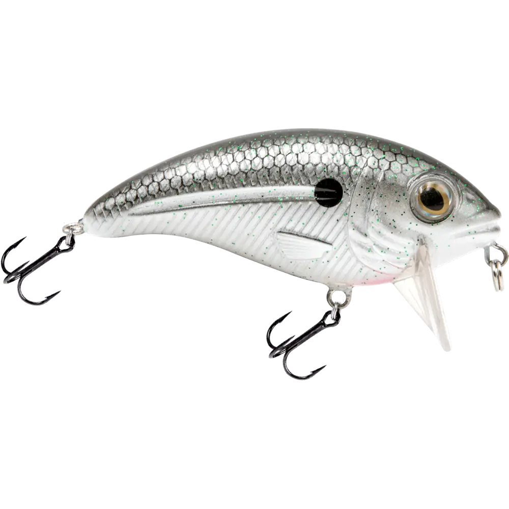 Bull Nose Shallow Crankbait for Bass & Walleye – EBS Sound Technology | Color: Black Back Chrome Shad Chartreuse
