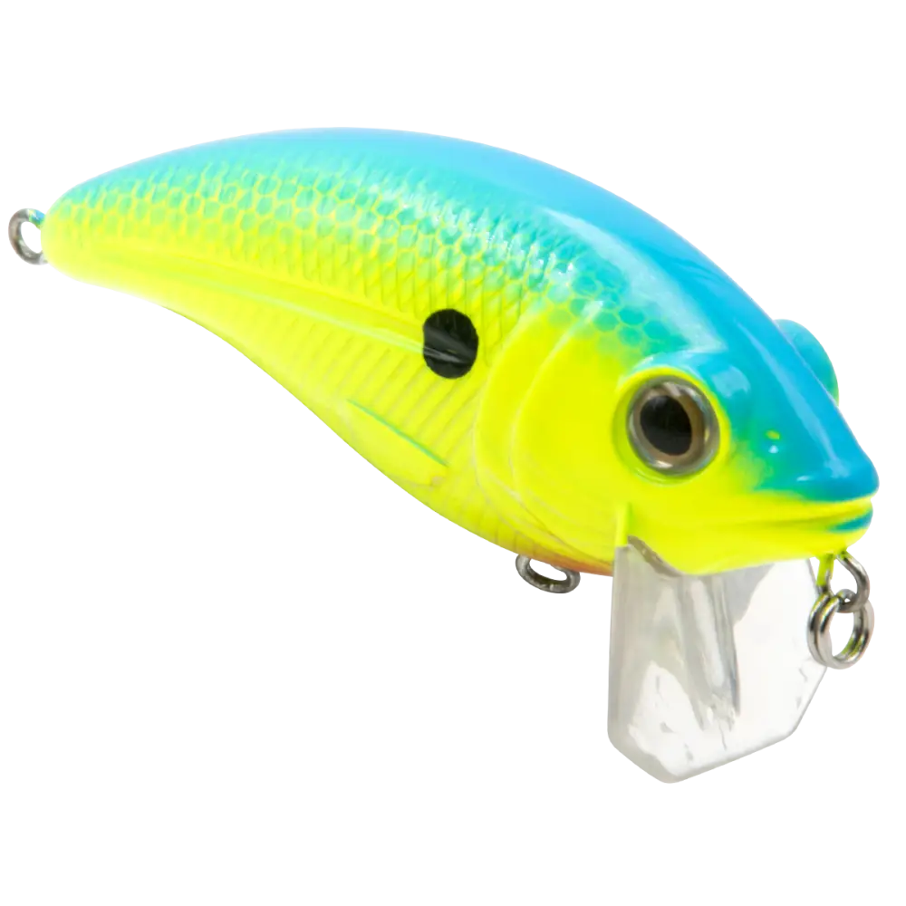 Bull Nose Shallow Crankbait for Bass & Walleye – EBS Sound Technology | Color: Black Back Chrome Shad Chartreuse
