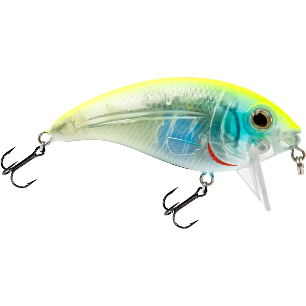 Bull Nose Shallow Crankbait for Bass & Walleye – EBS Sound Technology | Color: Black Back Chrome Shad Chartreuse