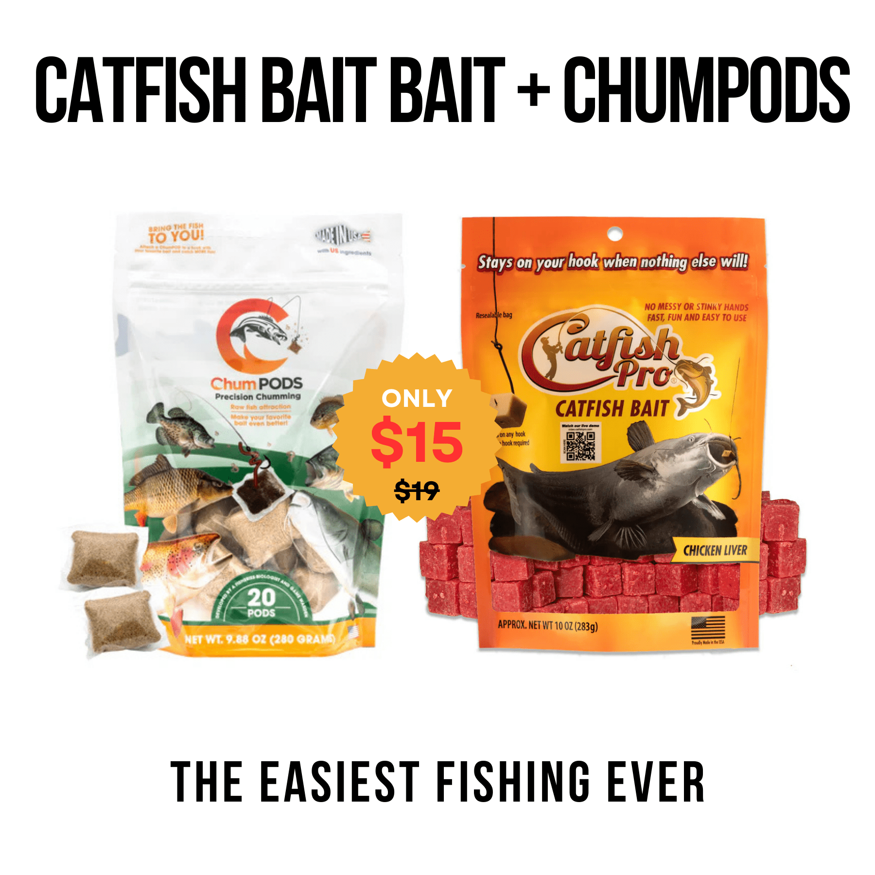 Catfish Pro Chicken Liver Bait – Concentrated Natural Oil & Protein Formula | Bundle Save:: + ChumPODS | Li