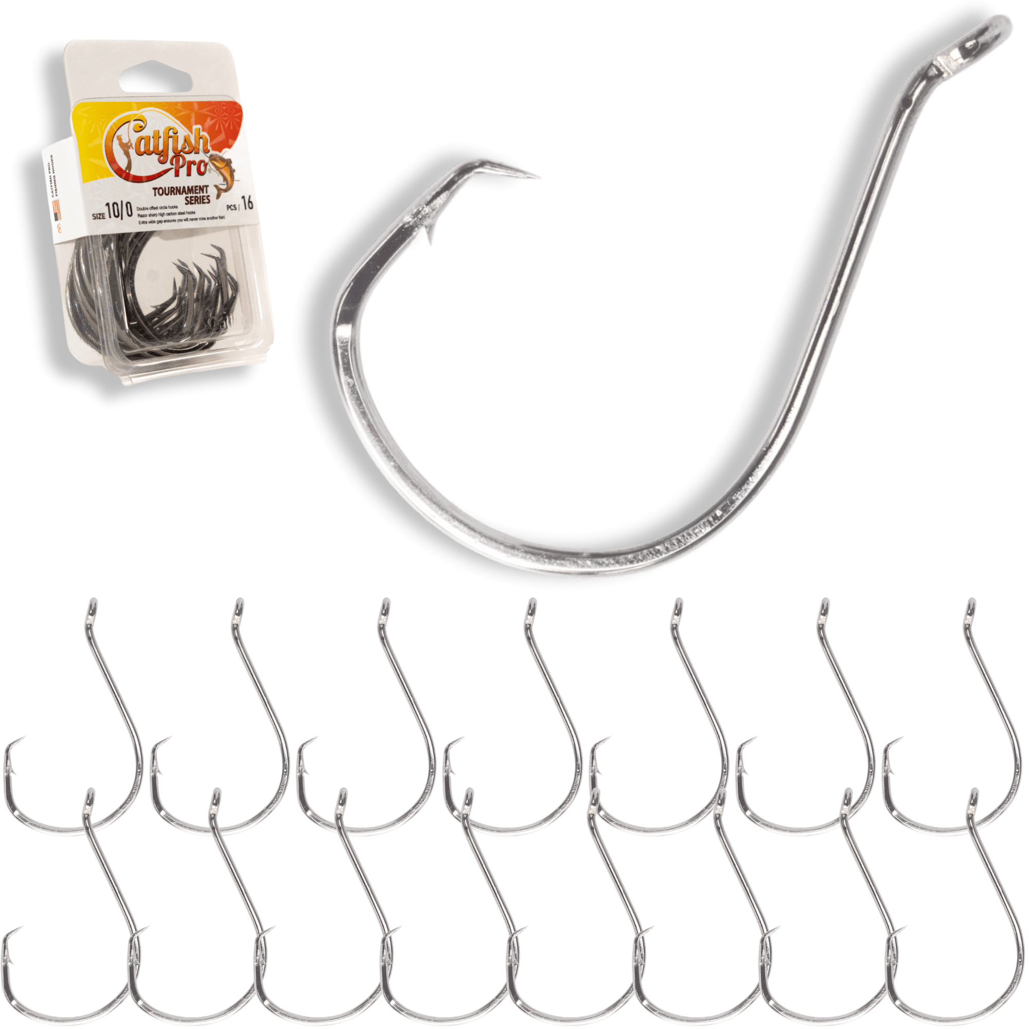 Catfish Pro Double Offset Circle Hooks High-Carbon Steel Value 16