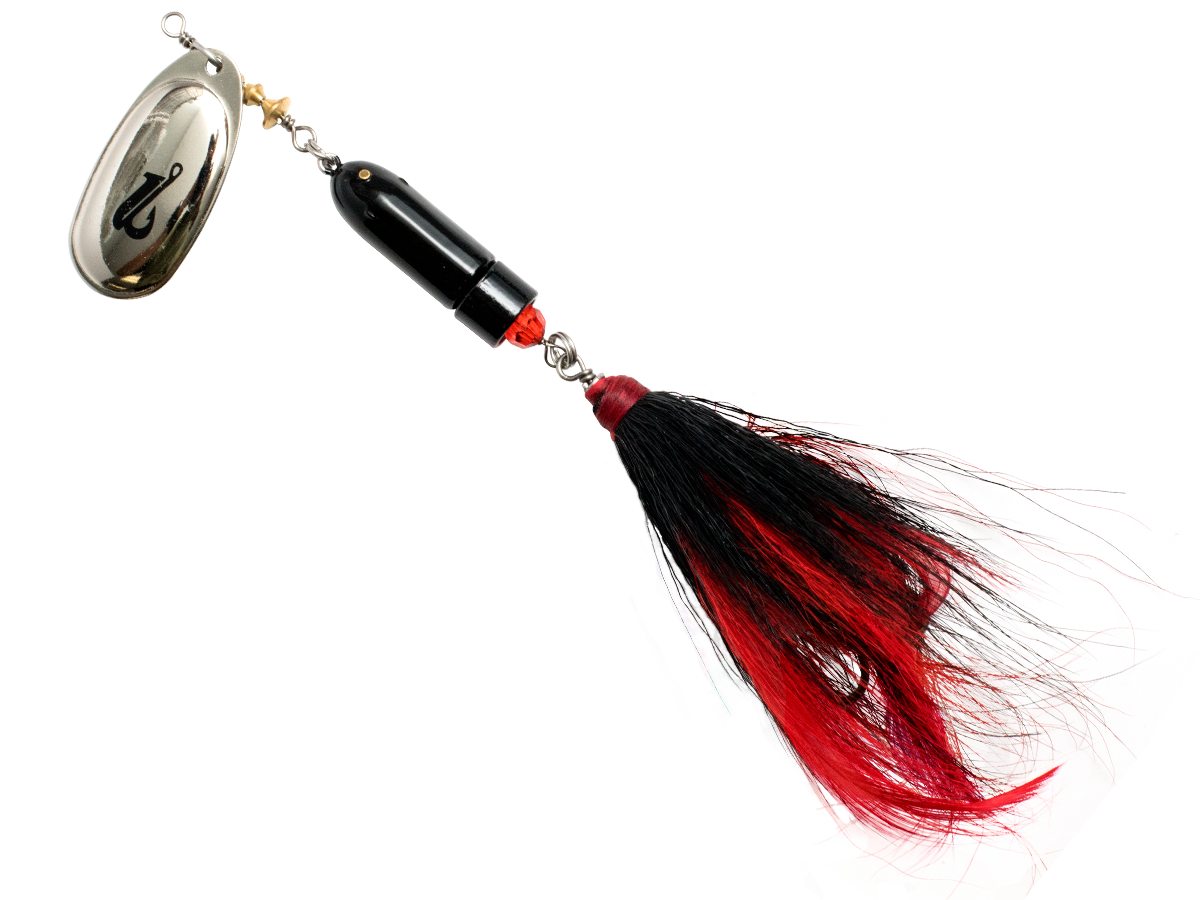 Classic Killer Bucktail Inline Spinner for Musky Pike & Walleye – EBS Sound Technology | Color Sound: Fire Tiger