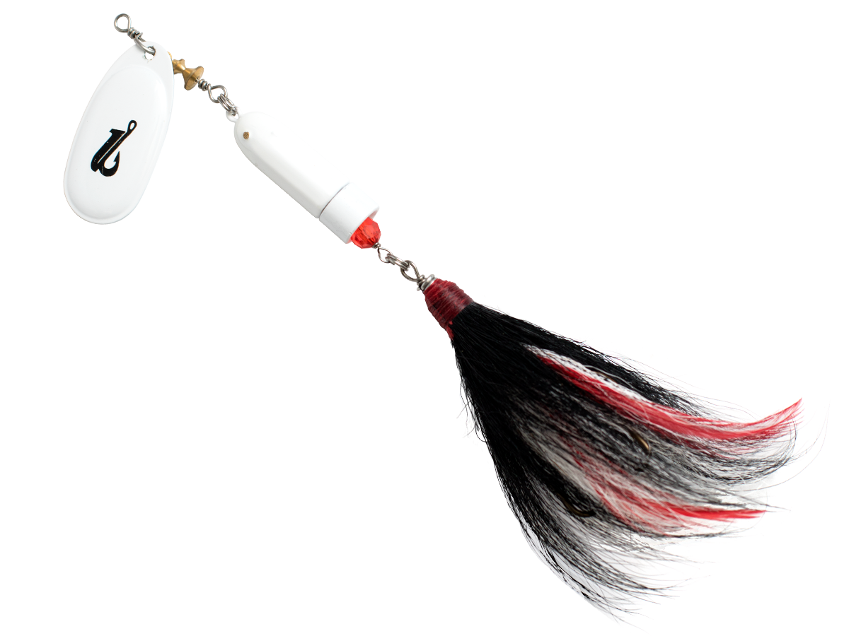Classic Killer Bucktail Inline Spinner for Musky Pike & Walleye – EBS Sound Technology | Color Sound: Fire Tiger