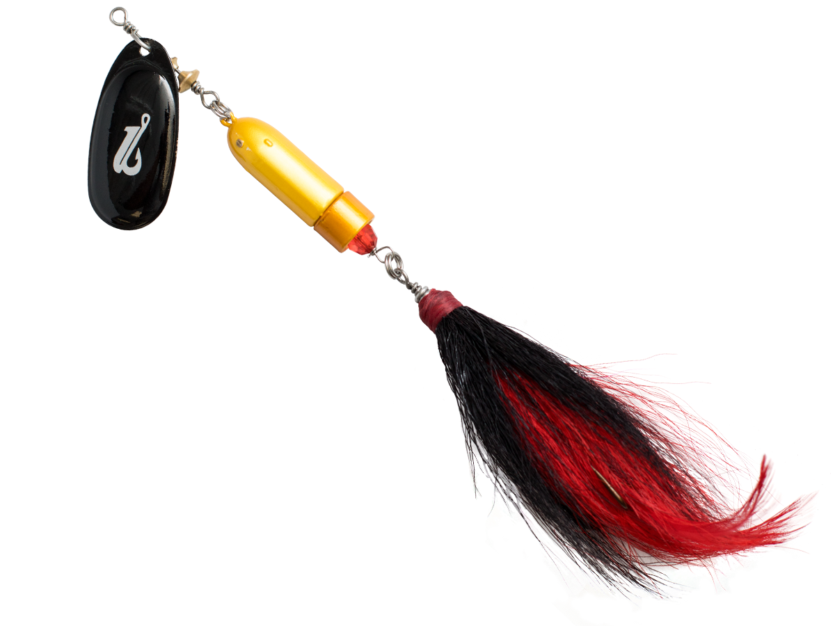 Classic Killer Bucktail Inline Spinner for Musky Pike & Walleye – EBS Sound Technology | Color Sound: Fire Tiger