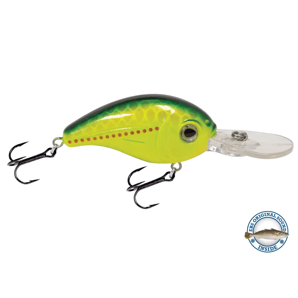 Dive Master Jr. 8 Mid-Depth Crankbait – EBS Sound Technology | Color: Baby Bass Chartreuse Shad Splatter Back Pearl