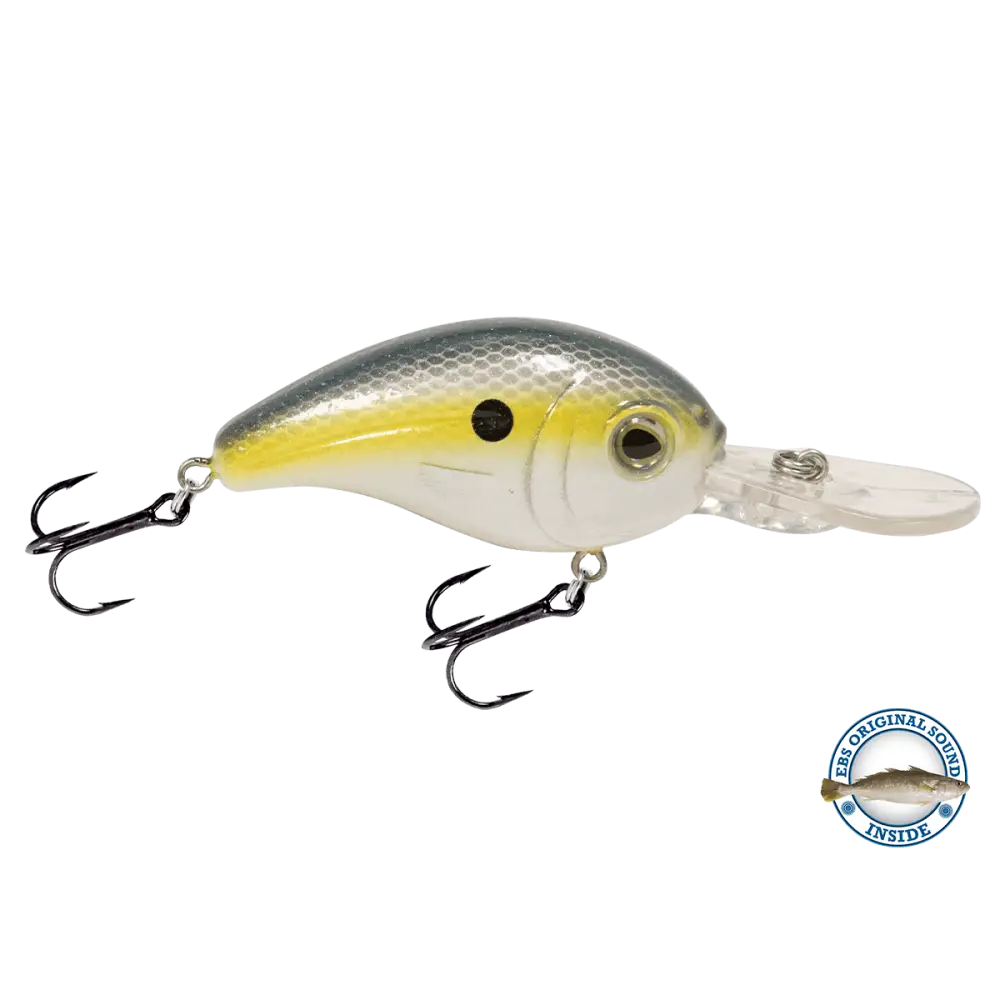 Dive Master Jr. 8 Mid-Depth Crankbait – EBS Sound Technology | Color: Baby Bass Chartreuse Shad Splatter Back Pearl