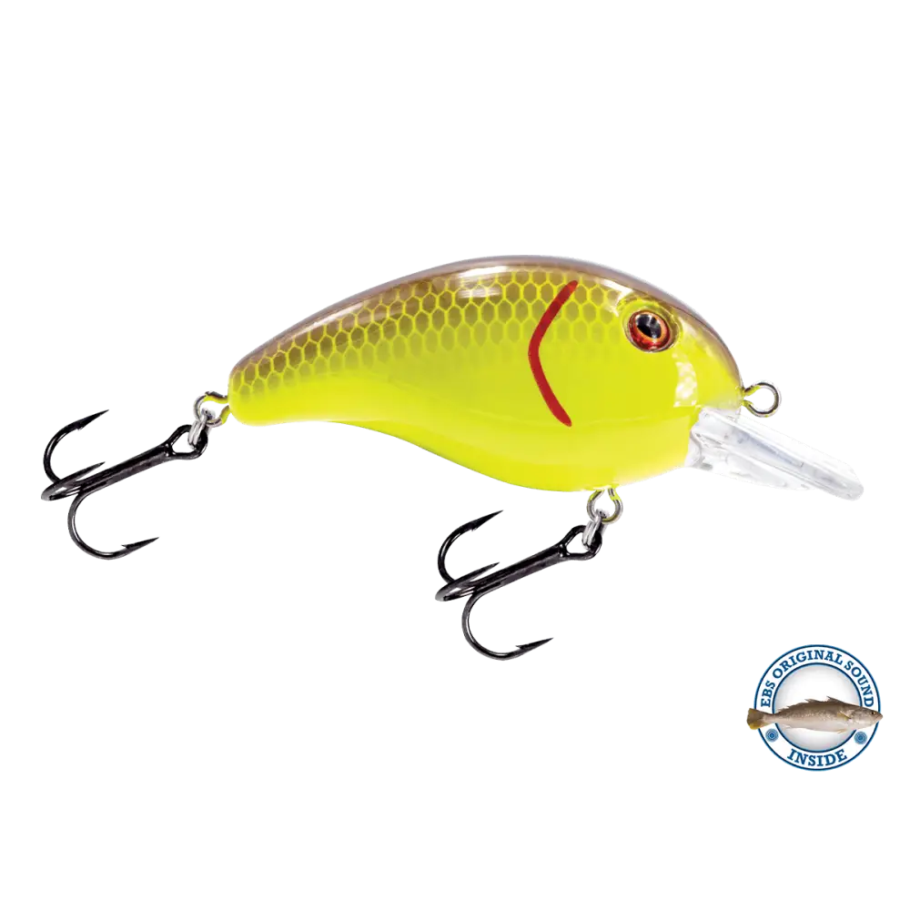 Dive Master Jr. Shallow-Diving Crankbait – EBS Sound Technology | Color: Chartreuse Splatter Shad Spring Craw Baby Bass