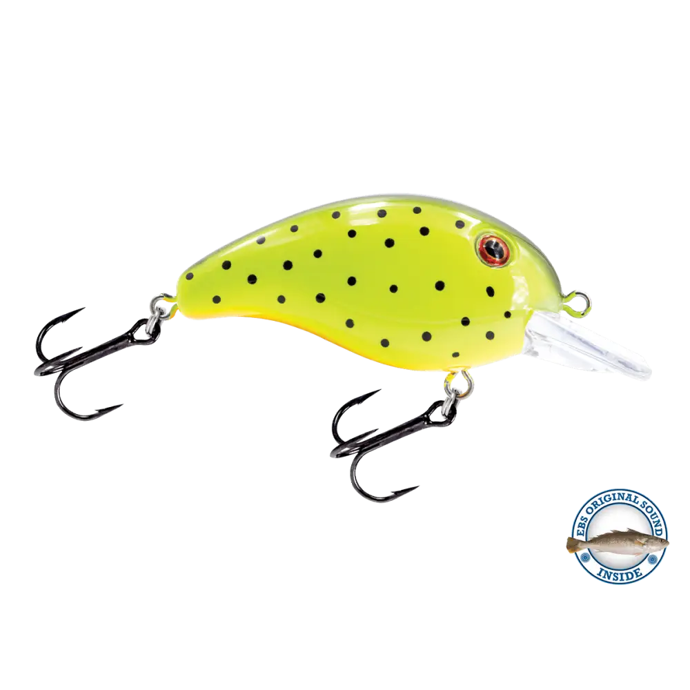 Dive Master Jr. Shallow-Diving Crankbait – EBS Sound Technology | Color: Chartreuse Splatter Shad Spring Craw Baby Bass