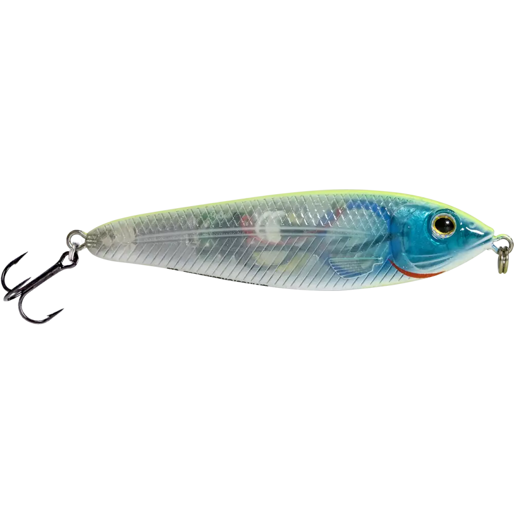 EBS Jigging Spoon – All-Season Vertical Lure with Sound Technology | Color: Chartreuse Shad Black Back Chrome Blue