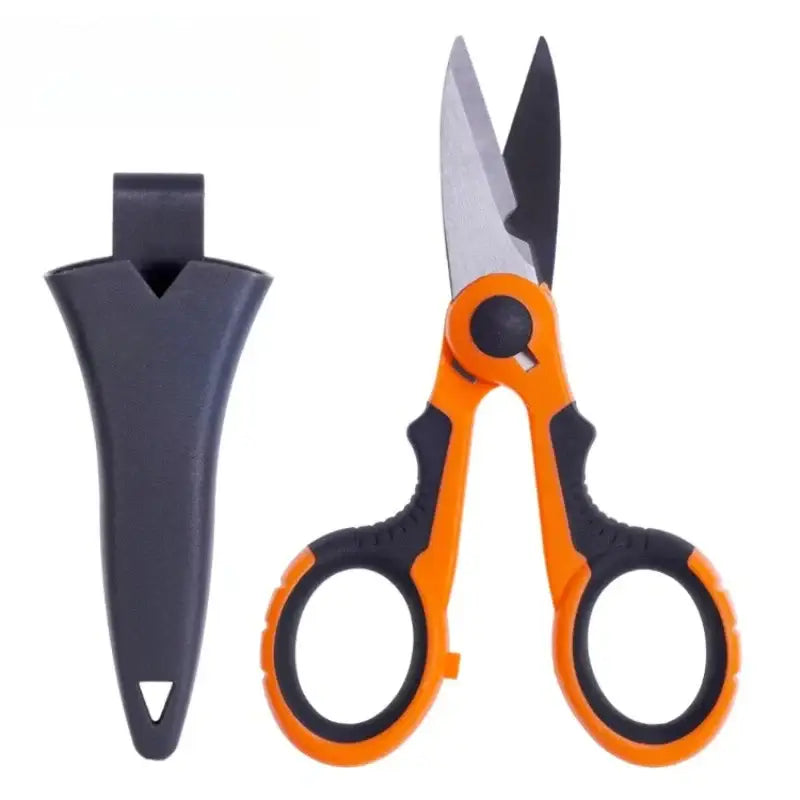 Fishing Scissors – 420 Stainless Steel with Tungsten Carbide Cutters & Rubber Handle (Orange) | Color: Orange - Fly