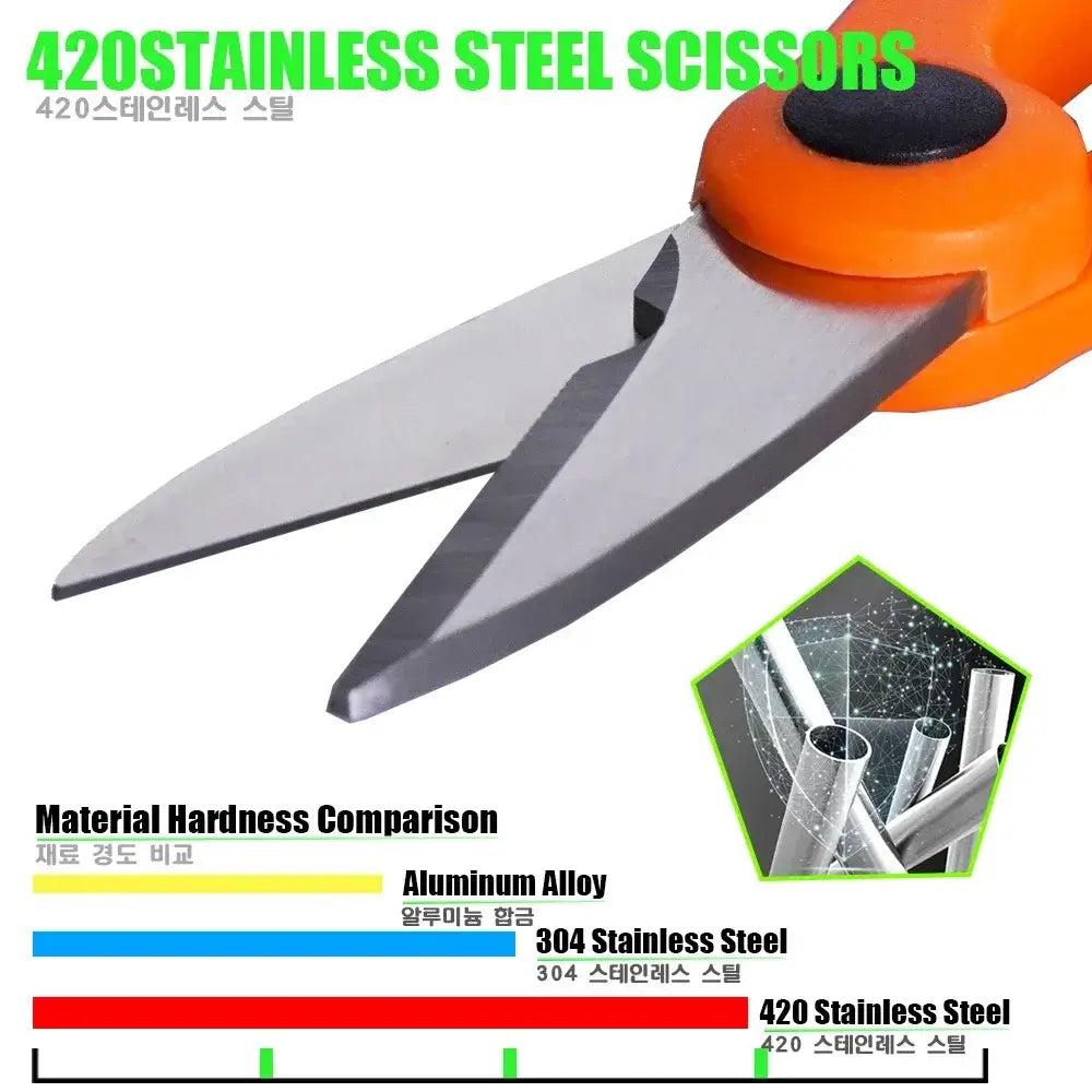 Fishing Scissors – 420 Stainless Steel with Tungsten Carbide Cutters & Rubber Handle (Orange) | Color: Orange - Fly