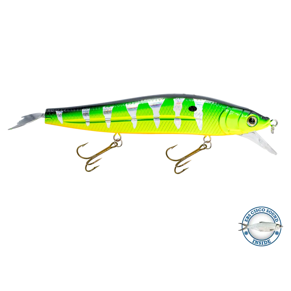 Flipper 10’’ Dive & Rise Jerkbait / Crankbait / Trolling Lure – EBS Sound + Rattles | Color Sound: Blue Pearl / Minnow