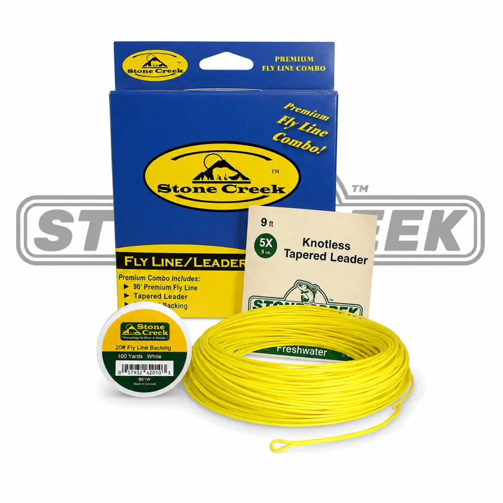 Fly Line Combo - Leader - Backing | Wt: 3 wt. 4 5 6 7 8 | Color: Yellow - Fishing Lines & Leaders