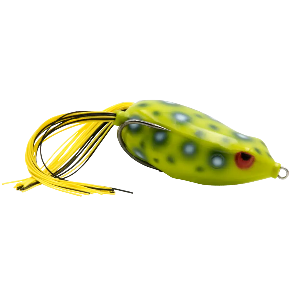 Freddy B 2.8’’ Hollow Body Frog Lure for Bass – EBS Sound | First with Real Sounds | Color: Yellow Black White Green