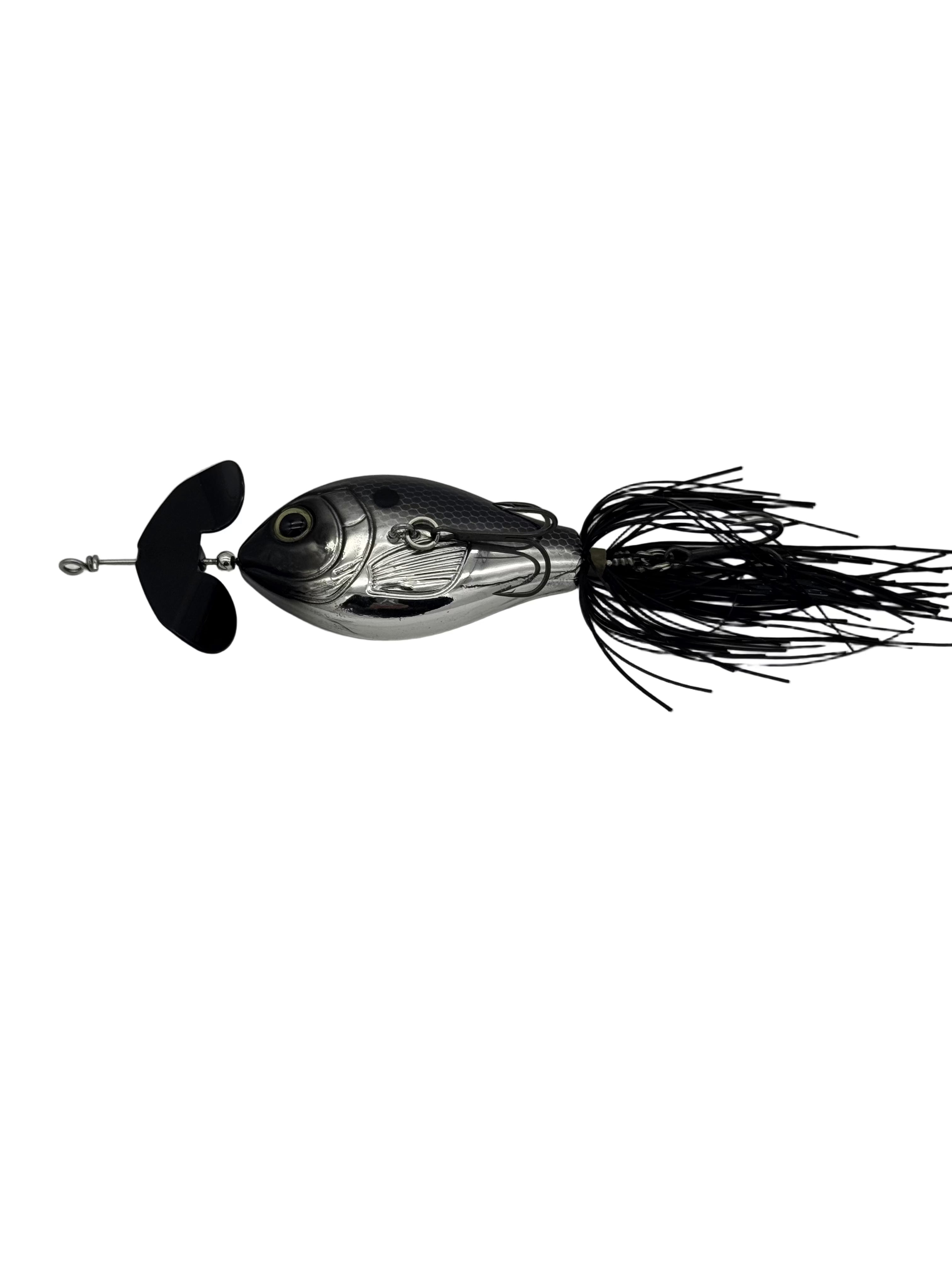 GRASSBURNER Inline Buzz Bait, Topwater Bass Lure by MONSTERBASS | Color: Bluegill Black Chartreuse Bone & White Shad