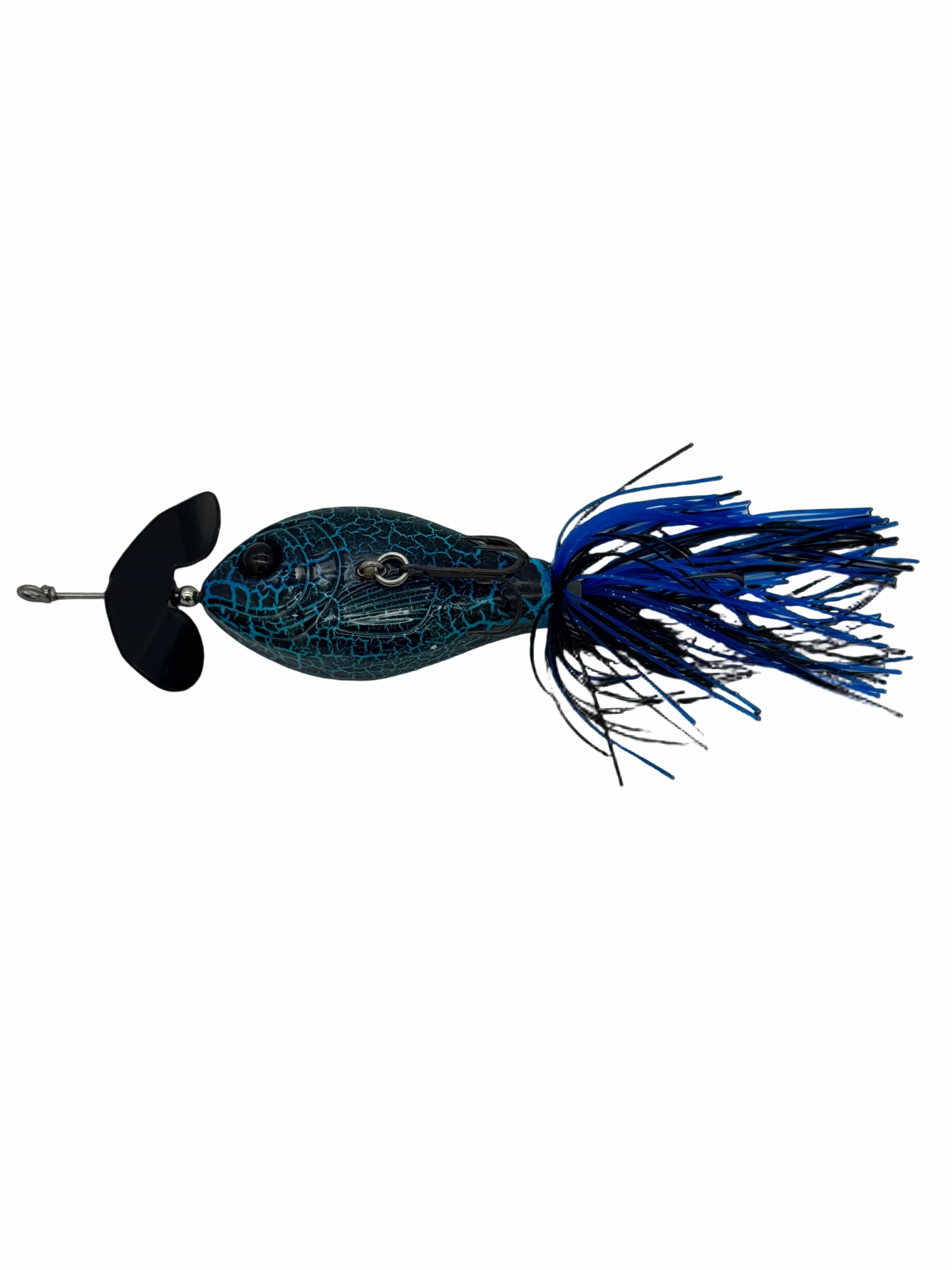 GRASSBURNER Inline Buzz Bait, Topwater Bass Lure by MONSTERBASS | Color: Bluegill Black Chartreuse Bone & White Shad