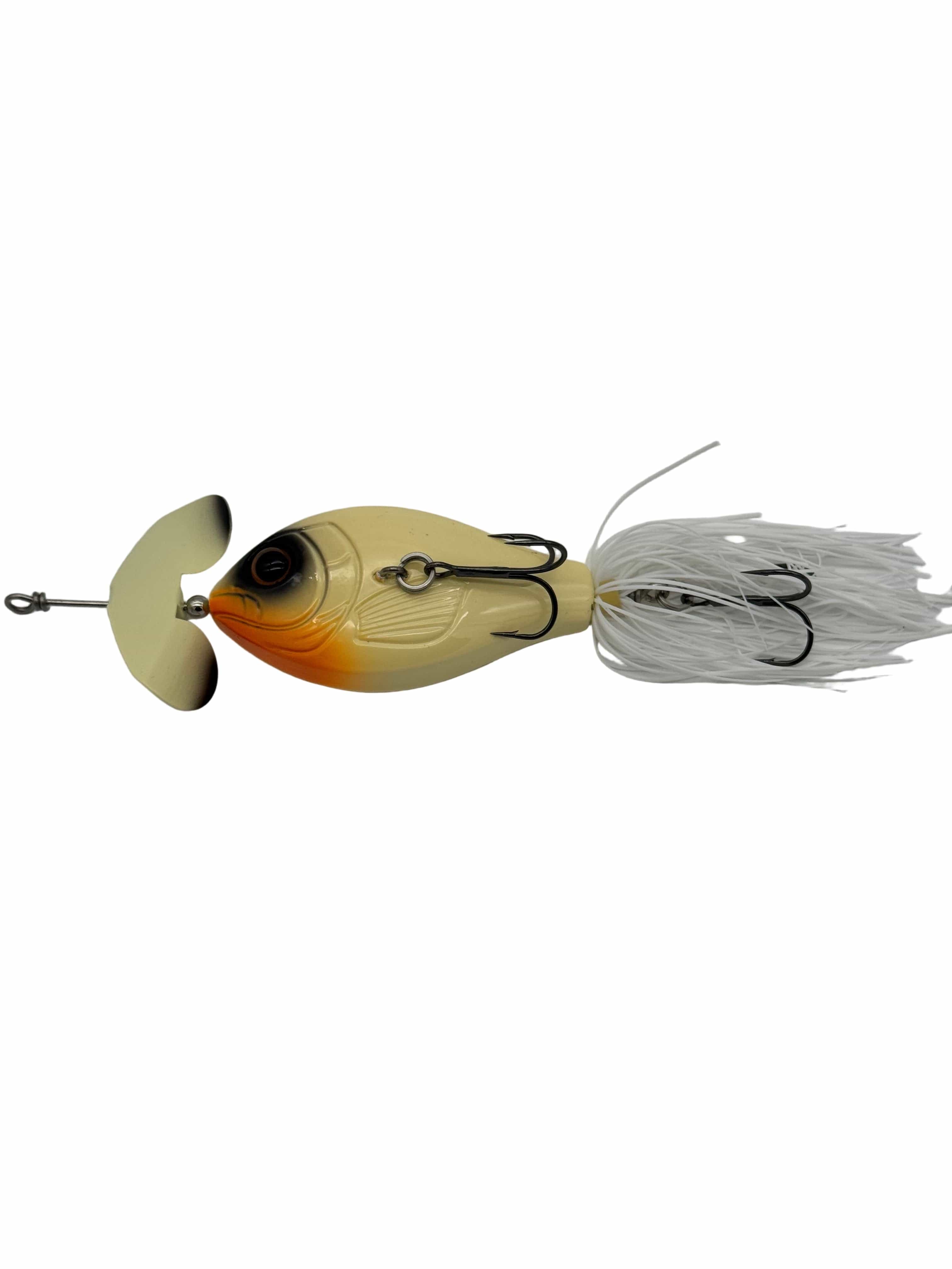 GRASSBURNER Inline Buzz Bait, Topwater Bass Lure by MONSTERBASS | Color: Bluegill Black Chartreuse Bone & White Shad