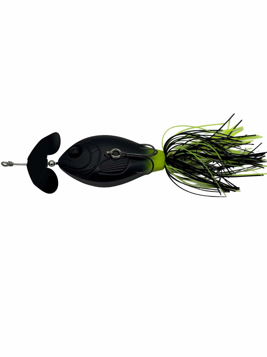 GRASSBURNER Inline Buzz Bait, Topwater Bass Lure by MONSTERBASS | Color: Bluegill Black Chartreuse Bone & White Shad