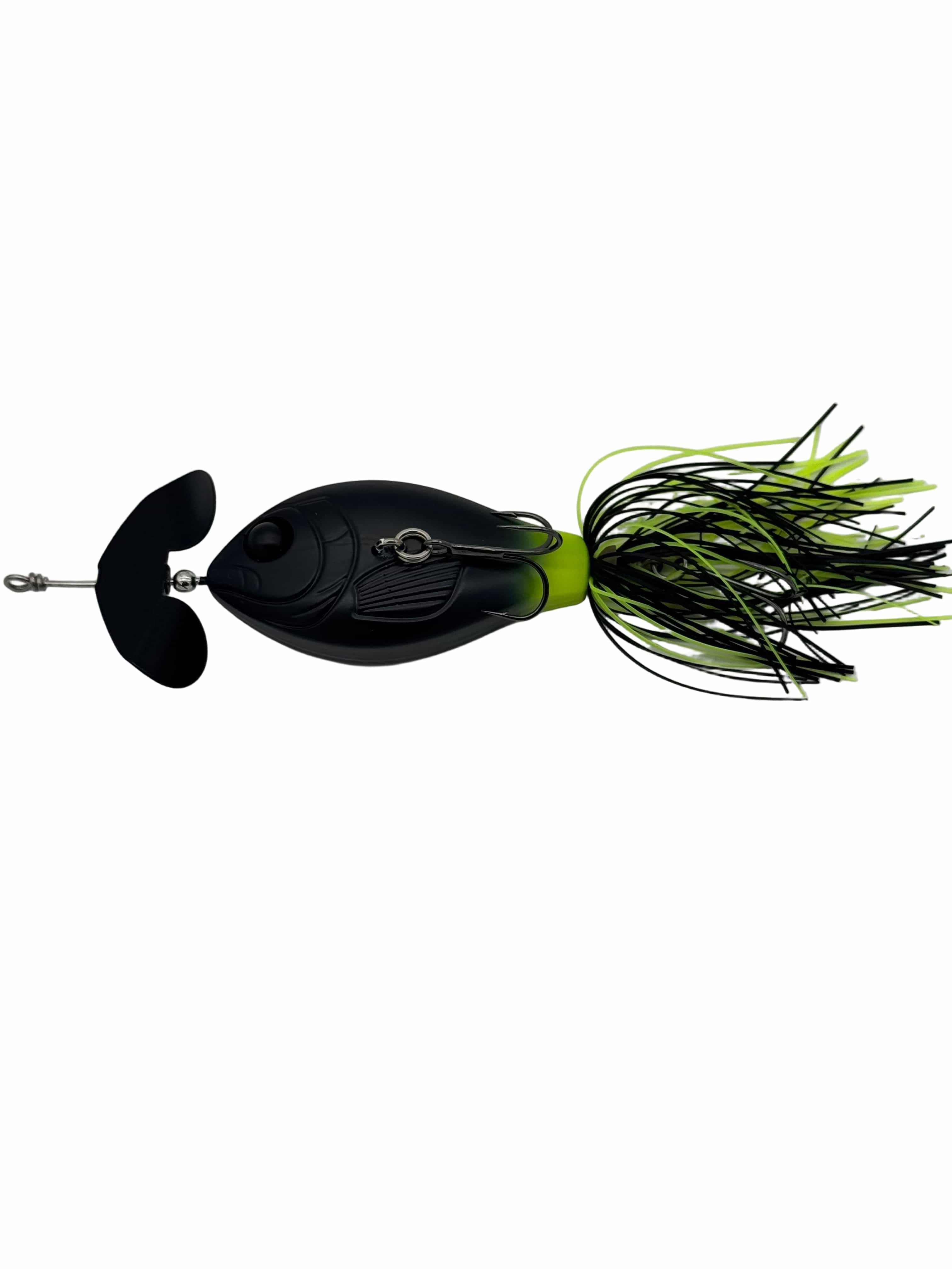 GRASSBURNER Inline Buzz Bait, Topwater Bass Lure by MONSTERBASS | Color: Bluegill Black Chartreuse Bone & White Shad