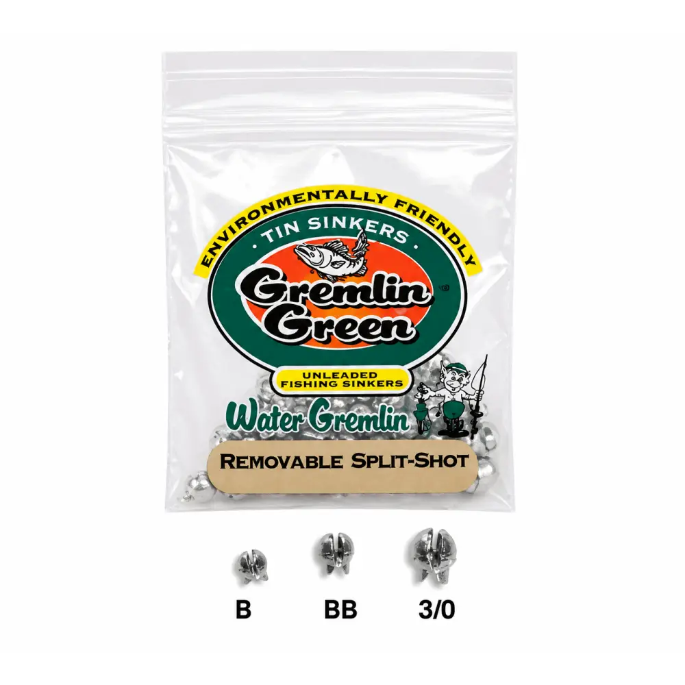 Gremlin Green® - Tin Shot | Size: B BB 3/0 | Package: Bag Box of 12 - Fishing Split-Shots