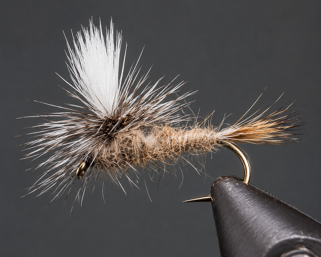 Hare’s Ear - Parachute | Color: Grey Olive Tan | Size: 10 12 14 16 18 20 - Artificial Fishing Flies