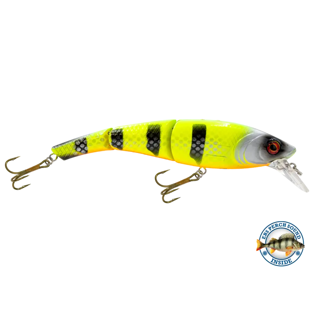 Head Hunter 8’’ Double-Jointed Swimbait for Musky & Pike – EBS Sound Technology | Color Sound: Green Perch / Fire / Red