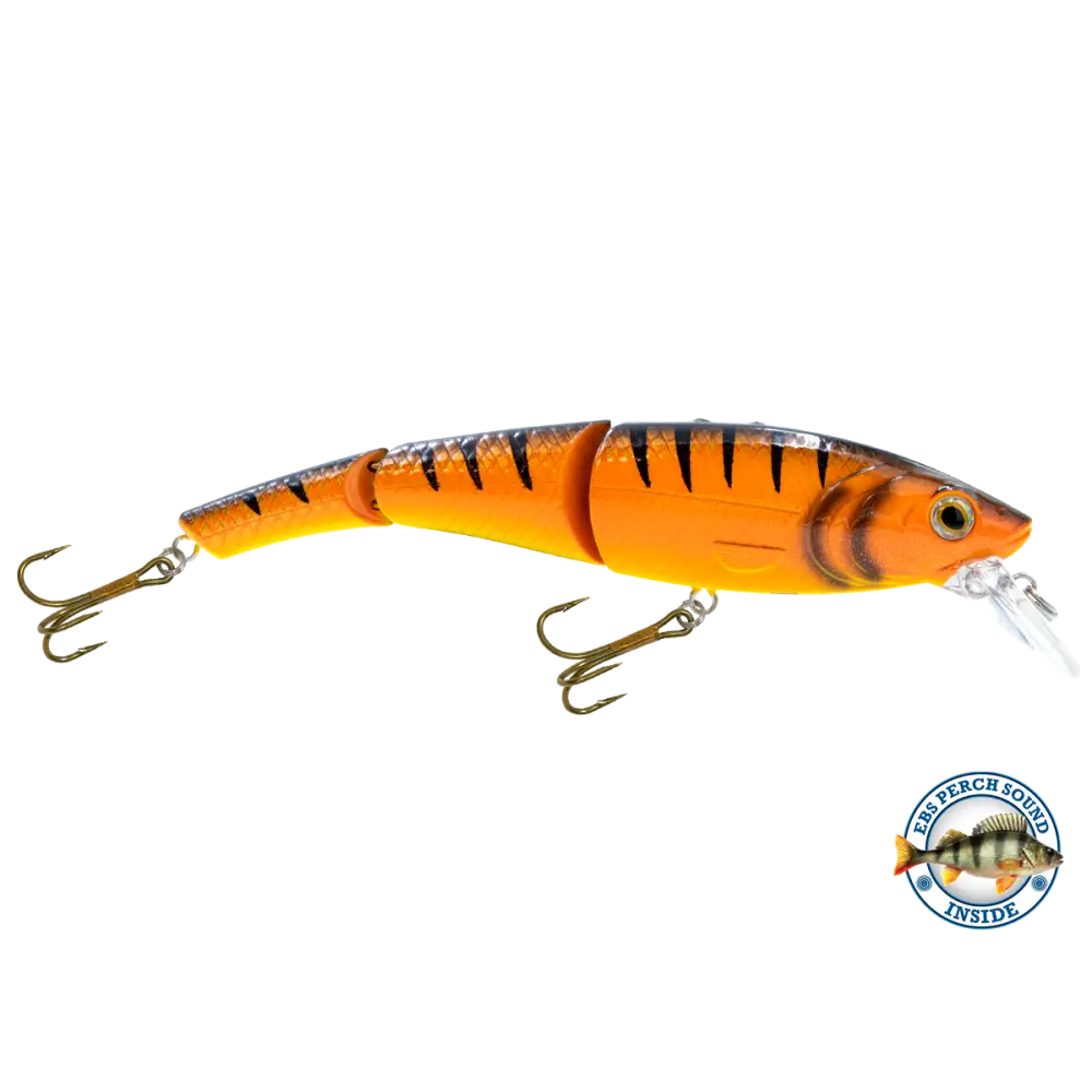 Head Hunter 8’’ Double-Jointed Swimbait for Musky & Pike – EBS Sound Technology | Color Sound: Green Perch / Fire / Red