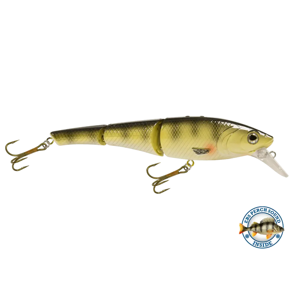 Head Hunter 8’’ Double-Jointed Swimbait for Musky & Pike – EBS Sound Technology | Color Sound: Green Perch / Fire / Red