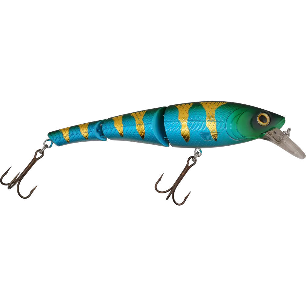 Head Hunter 8’’ Double-Jointed Swimbait for Musky & Pike – EBS Sound Technology | Color Sound: Green Perch / Fire / Red