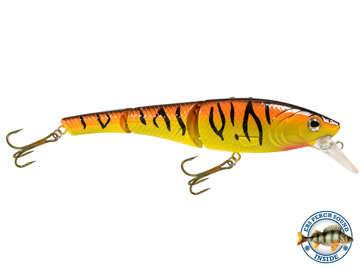 Head Hunter Magnum 10’’ Double-Jointed Trophy Swimbait – EBS Sound Technology | Color & Sound: Fire Perch / Green / Red