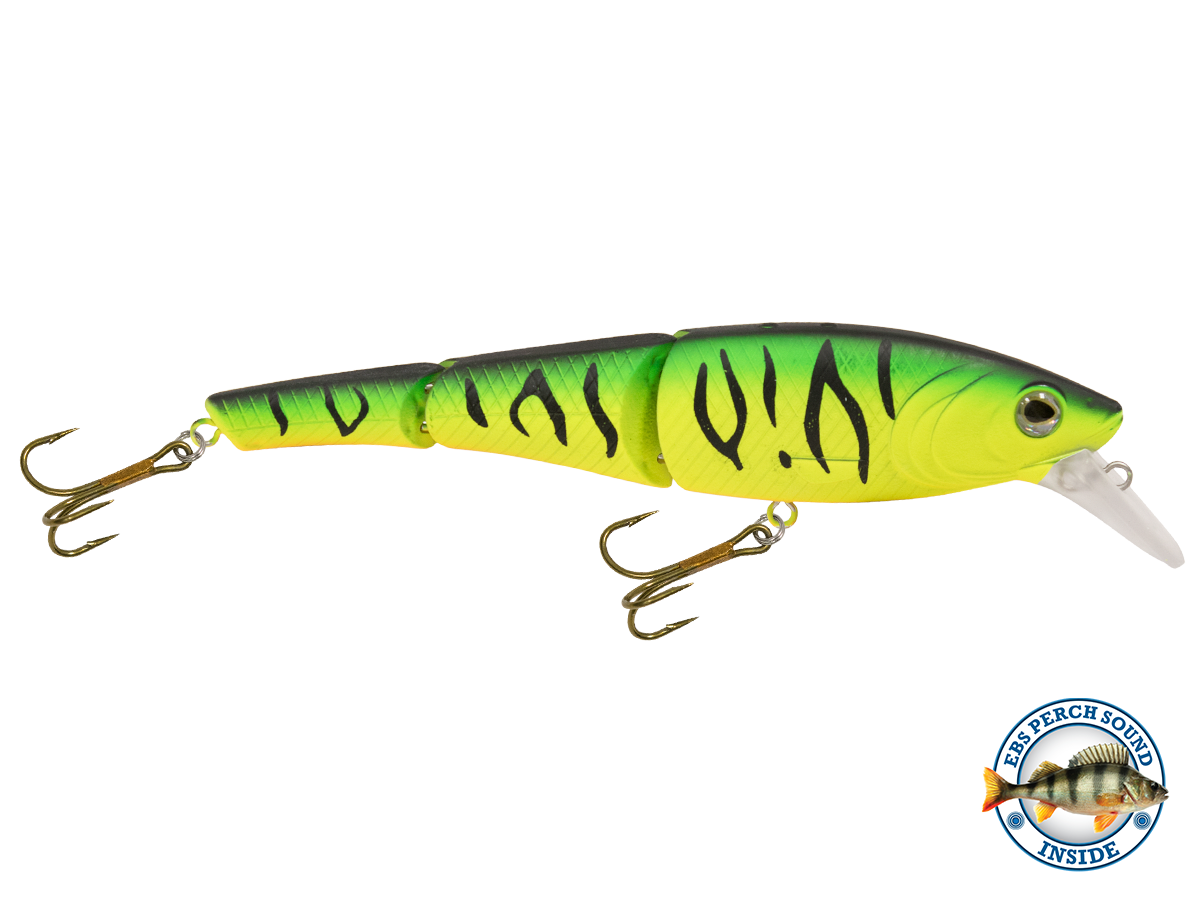 Head Hunter Magnum 10’’ Double-Jointed Trophy Swimbait – EBS Sound Technology | Color & Sound: Fire Perch / Green / Red