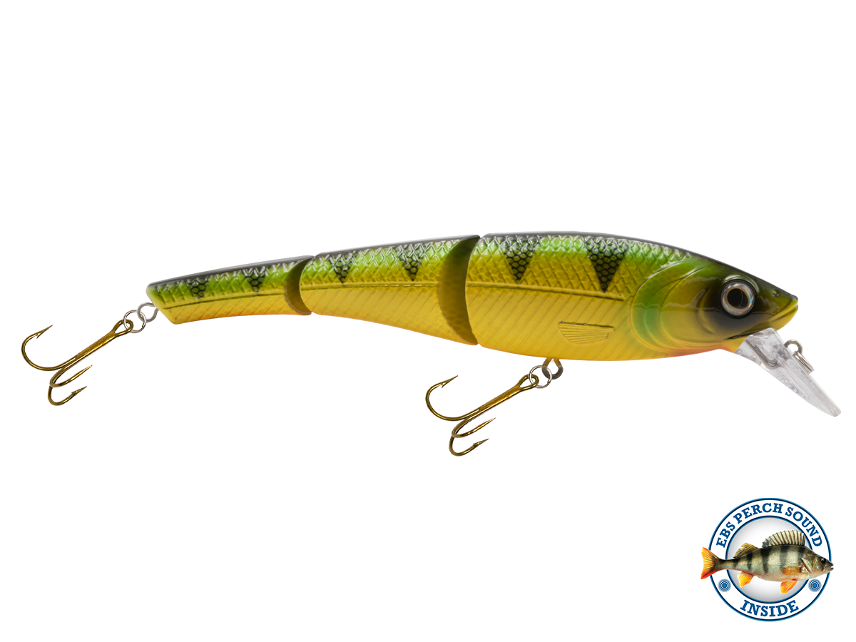 Head Hunter Magnum 10’’ Double-Jointed Trophy Swimbait – EBS Sound Technology | Color & Sound: Fire Perch / Green / Red