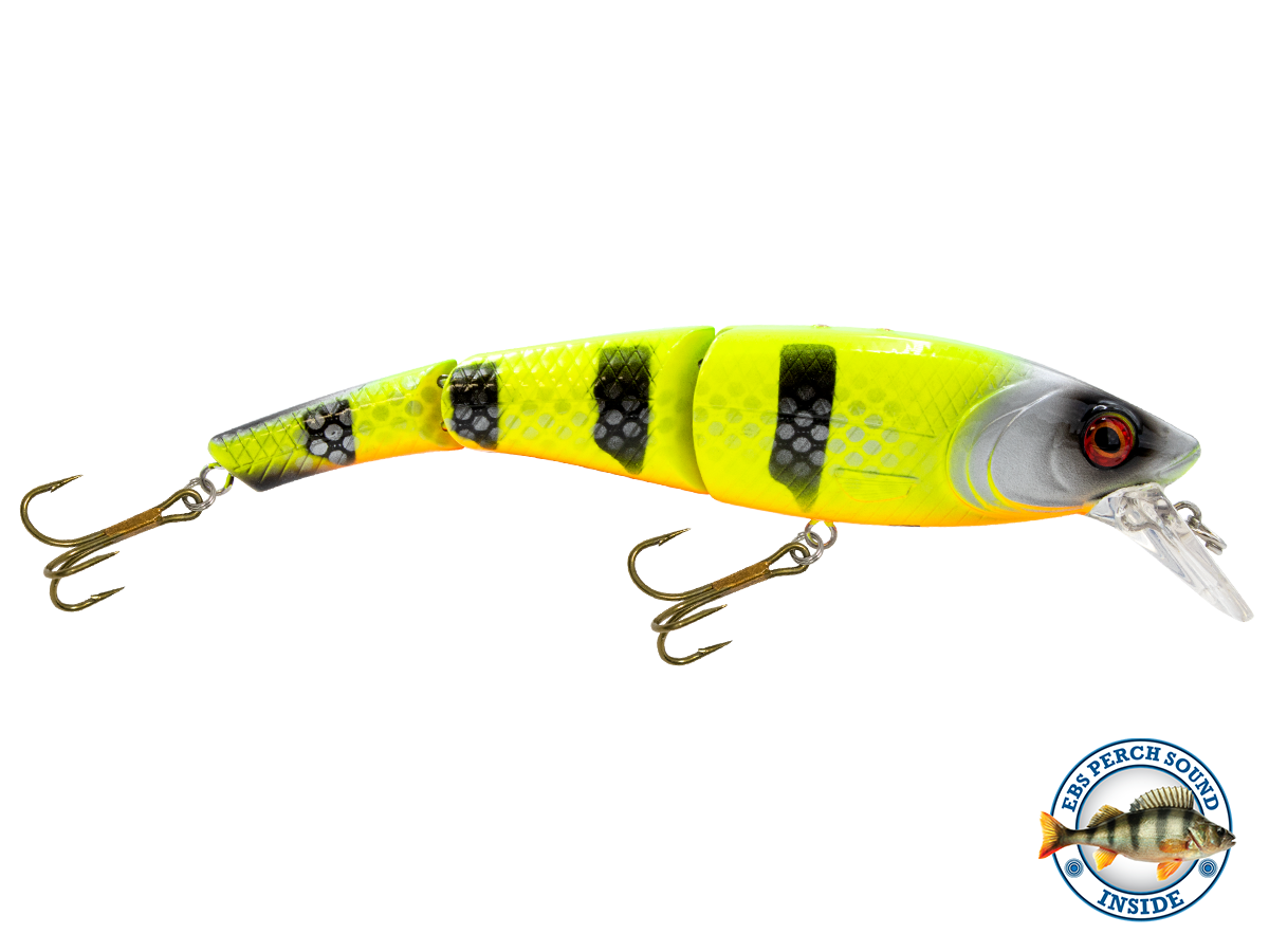 Head Hunter Magnum 10’’ Double-Jointed Trophy Swimbait – EBS Sound Technology | Color & Sound: Fire Perch / Green / Red