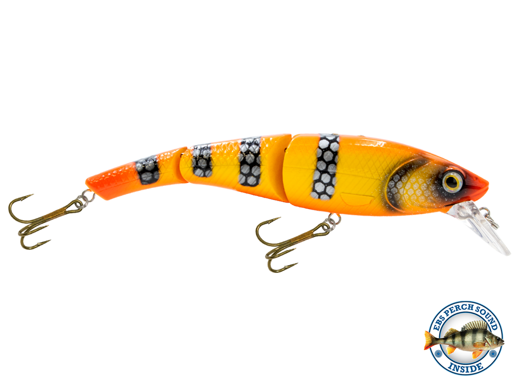 Head Hunter Magnum 10’’ Double-Jointed Trophy Swimbait – EBS Sound Technology | Color & Sound: Fire Perch / Green / Red
