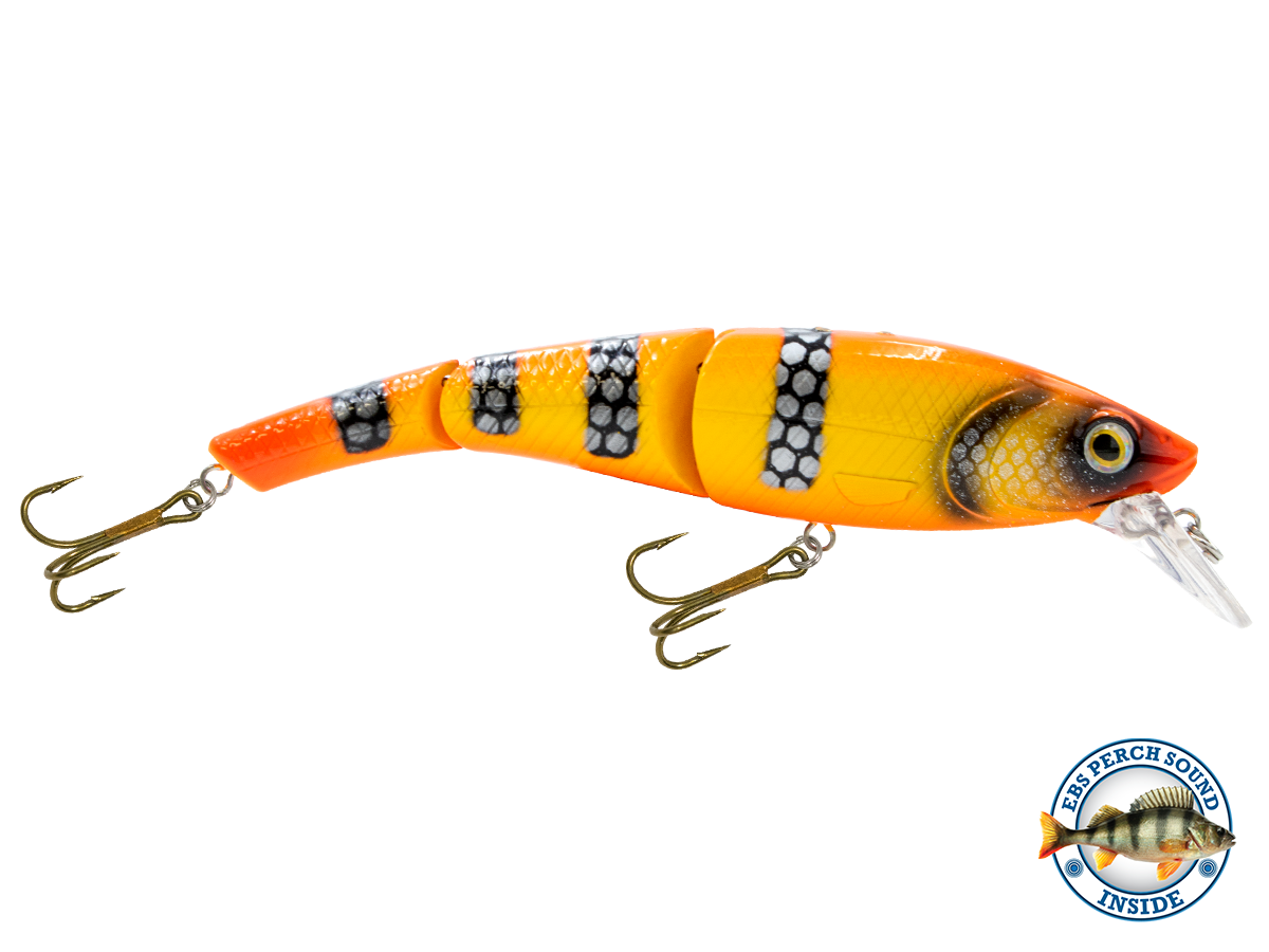 Head Hunter Magnum 10’’ Double-Jointed Trophy Swimbait – EBS Sound Technology | Color & Sound: Fire Perch / Green / Red