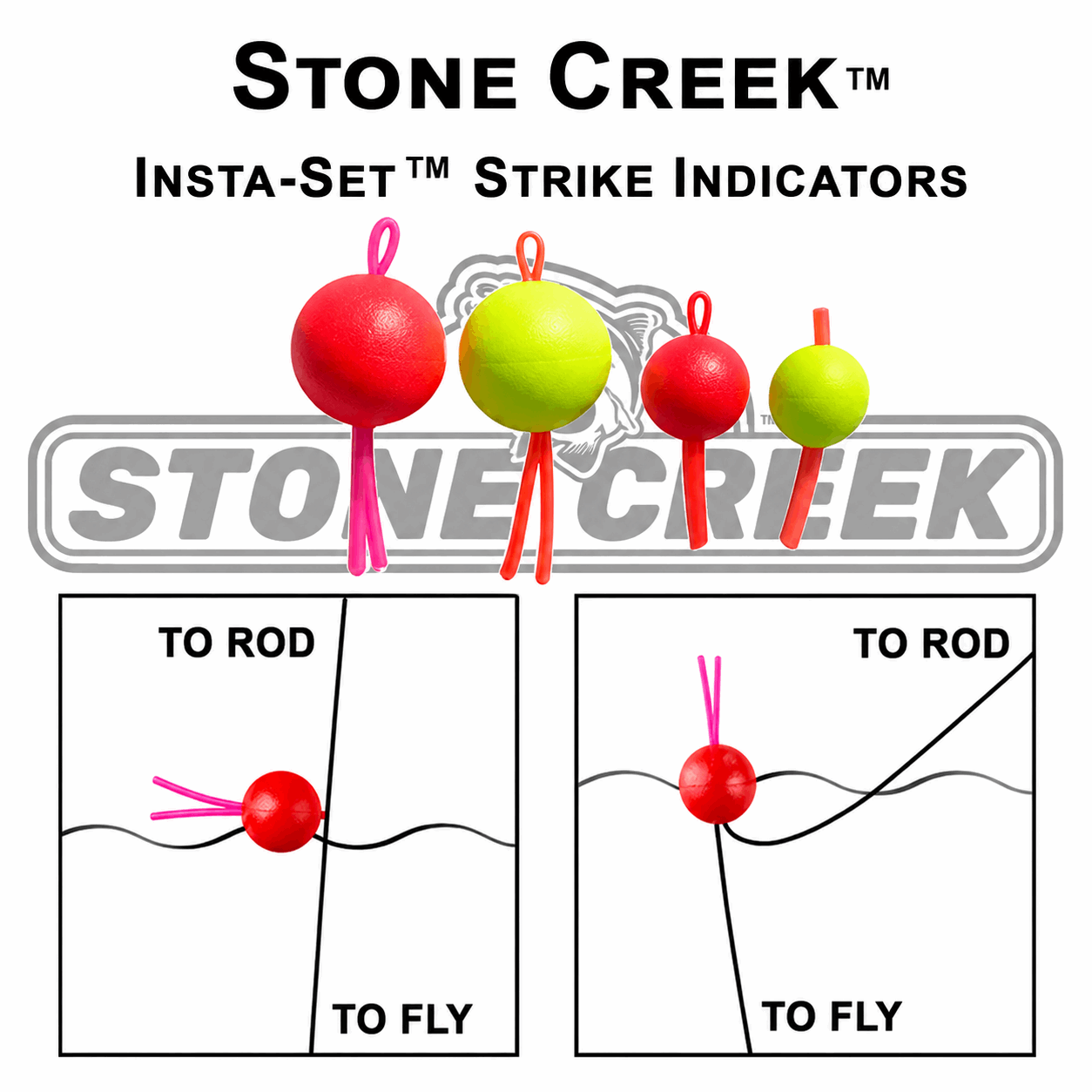 Insta-Set Strike Indicators | Size: Small Medium Large | Color: Orange Yellow - Fishing Bite