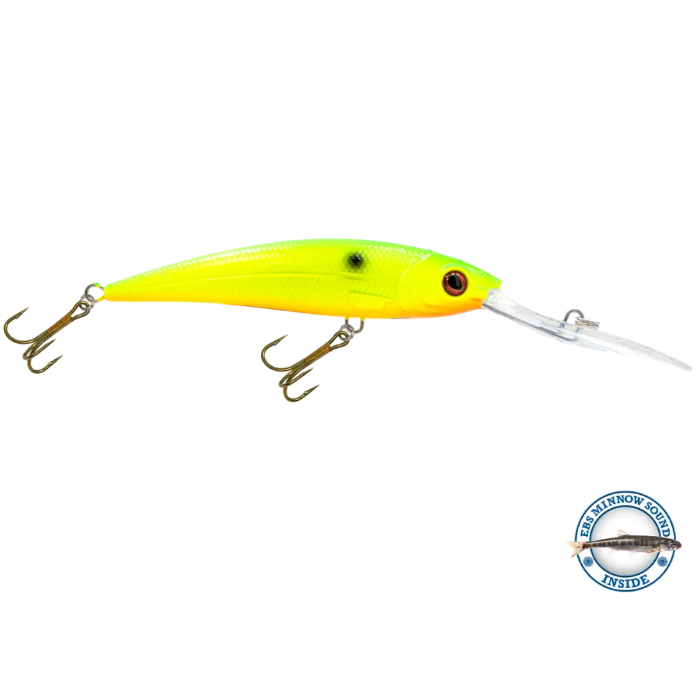 Interceptor Deep-Diving Crankbait for Musky & Pike – EBS Sound Technology | Color Sound: Blue Tiger / Minnow Candy Corn