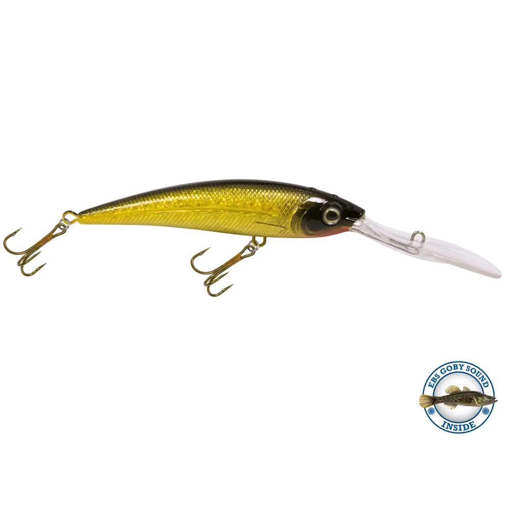 Interceptor Deep-Diving Crankbait for Musky & Pike – EBS Sound Technology | Color Sound: Blue Tiger / Minnow Candy Corn