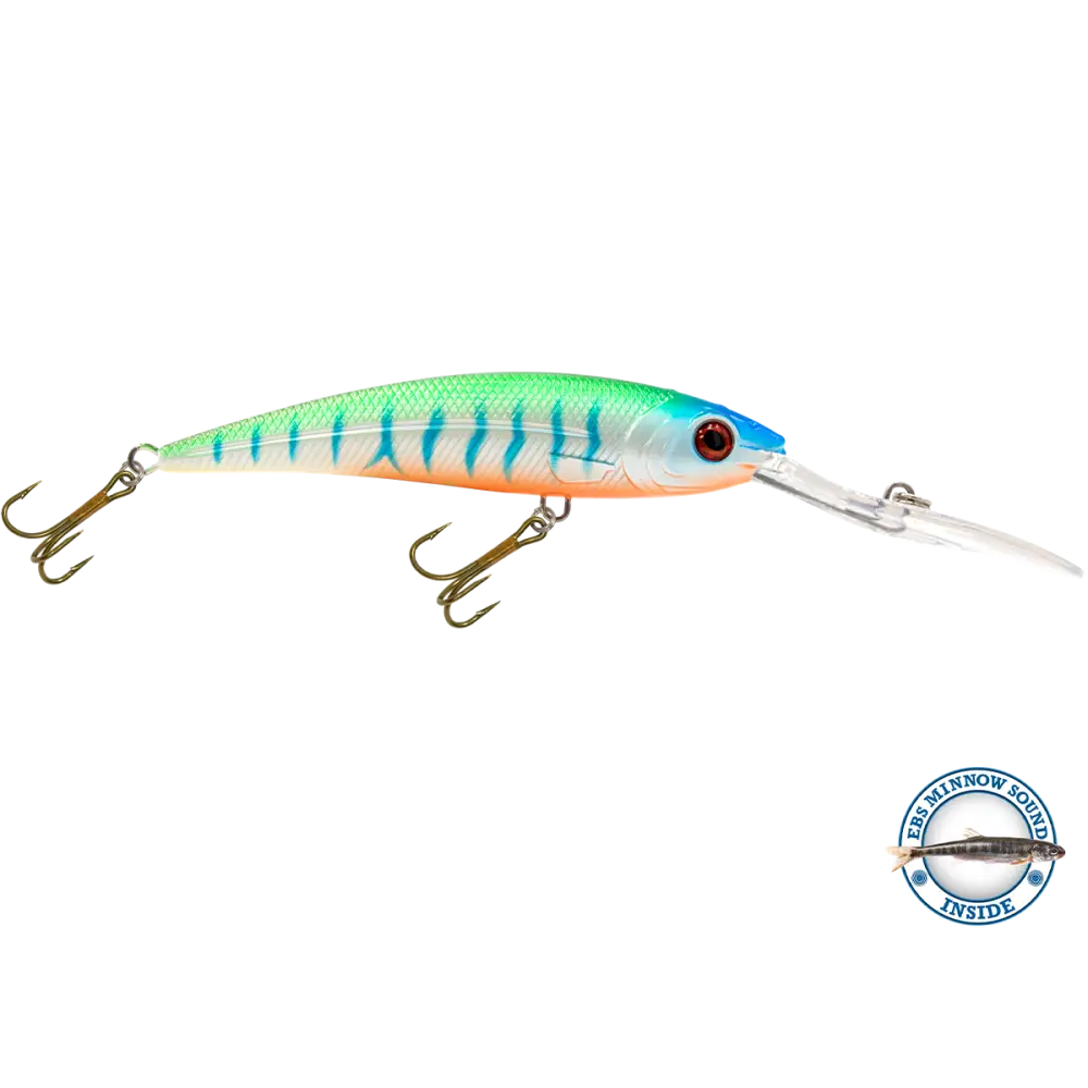 Interceptor Deep-Diving Crankbait for Musky & Pike – EBS Sound Technology | Color Sound: Blue Tiger / Minnow Candy Corn