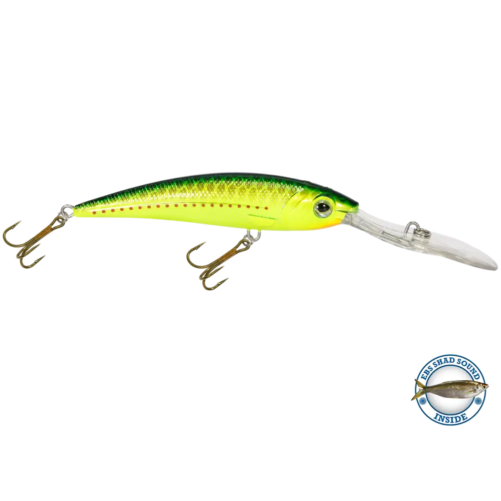 Interceptor Deep-Diving Crankbait for Musky & Pike – EBS Sound Technology | Color Sound: Blue Tiger / Minnow Candy Corn