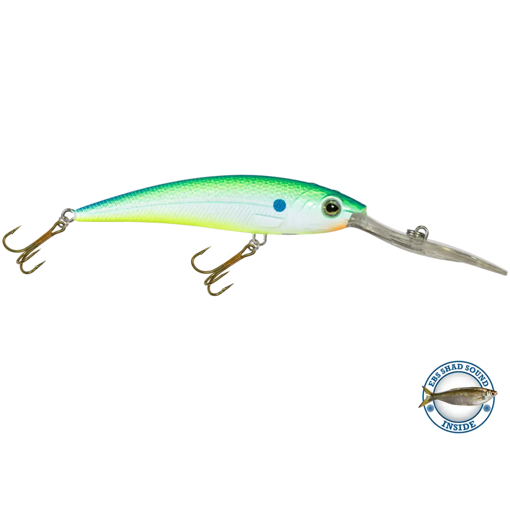 Interceptor Deep-Diving Crankbait for Musky & Pike – EBS Sound Technology | Color Sound: Blue Tiger / Minnow Candy Corn