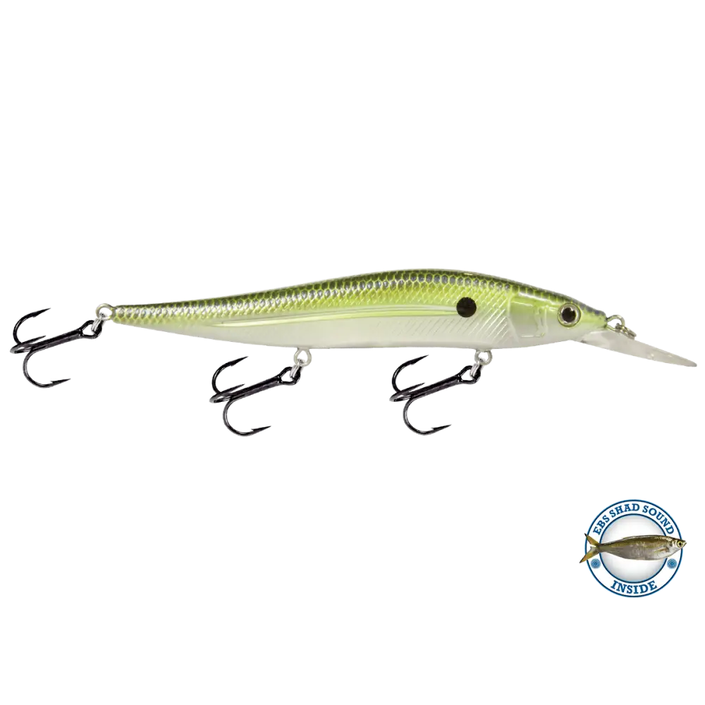 JerkMaster 121D “Cherry Picker” Deep-Diving Jerkbait – EBS Sound Technology | Color: Chrome XXX Shad Beauty Bluetreuse