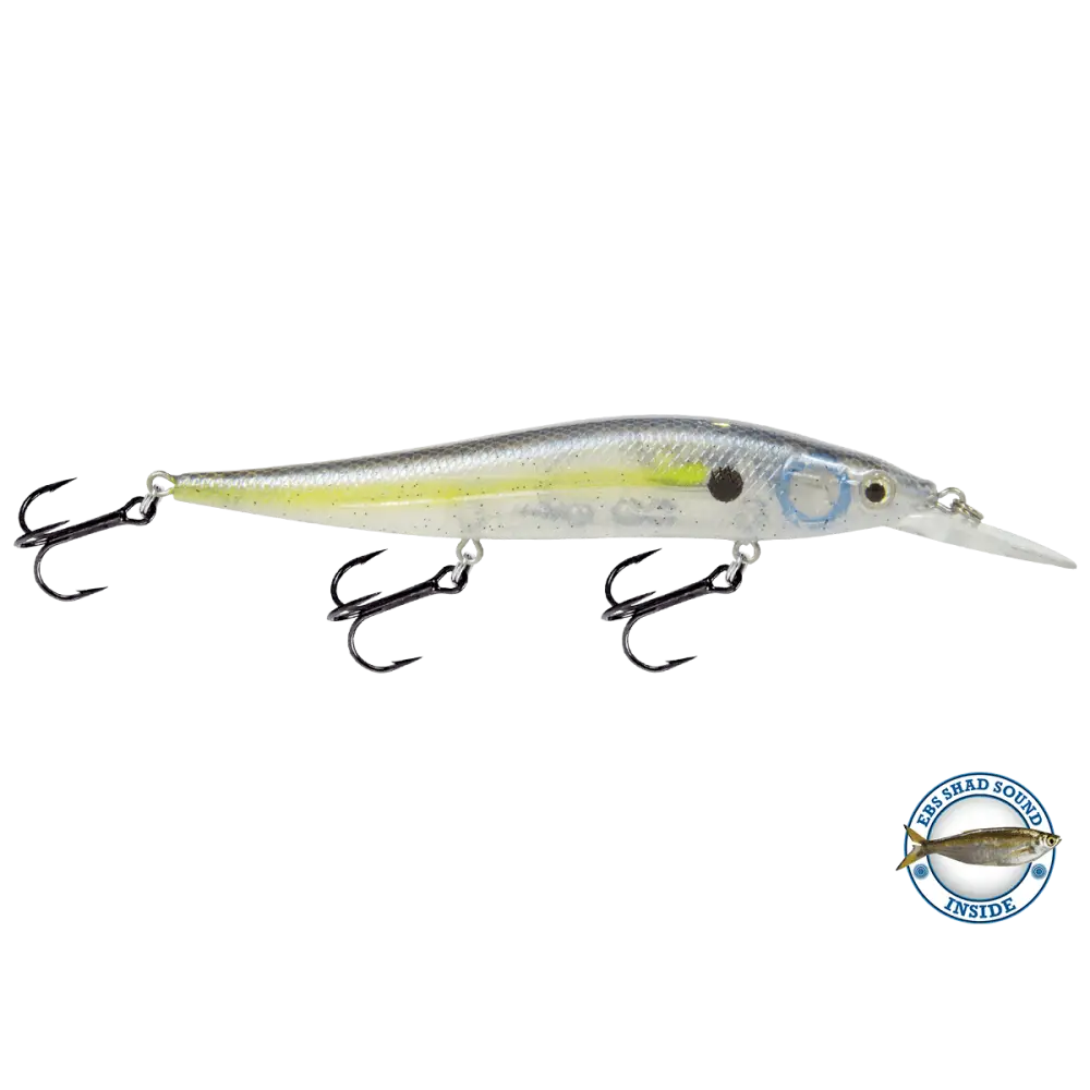JerkMaster 121D “Cherry Picker” Deep-Diving Jerkbait – EBS Sound Technology | Color: Chrome XXX Shad Beauty Bluetreuse
